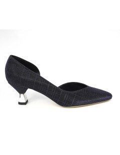 Elata Decollette Tacco Medio Cerimonia Tessuto Glitter Blu