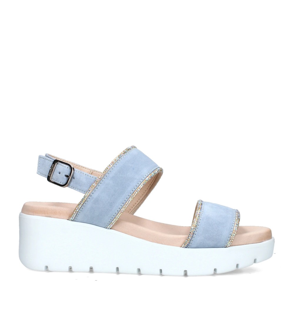 Callaghan BERA Sandalo Zeppa Media 2 Fasce Glitter Celeste