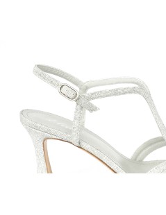 Elata Sandalo Elegante Fasce Braccialetto Tessuto Glitter Argento