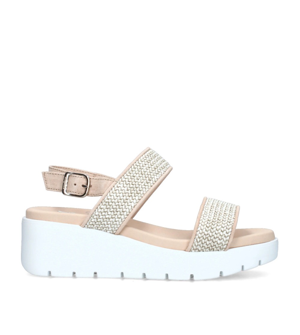 Callaghan BERA Sandalo Zeppa 2 Fasce Intrecciato Sabbia Rosa