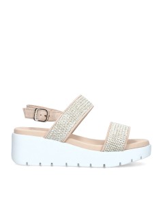 Callaghan BERA Sandalo Zeppa 2 Fasce Intrecciato Sabbia Rosa