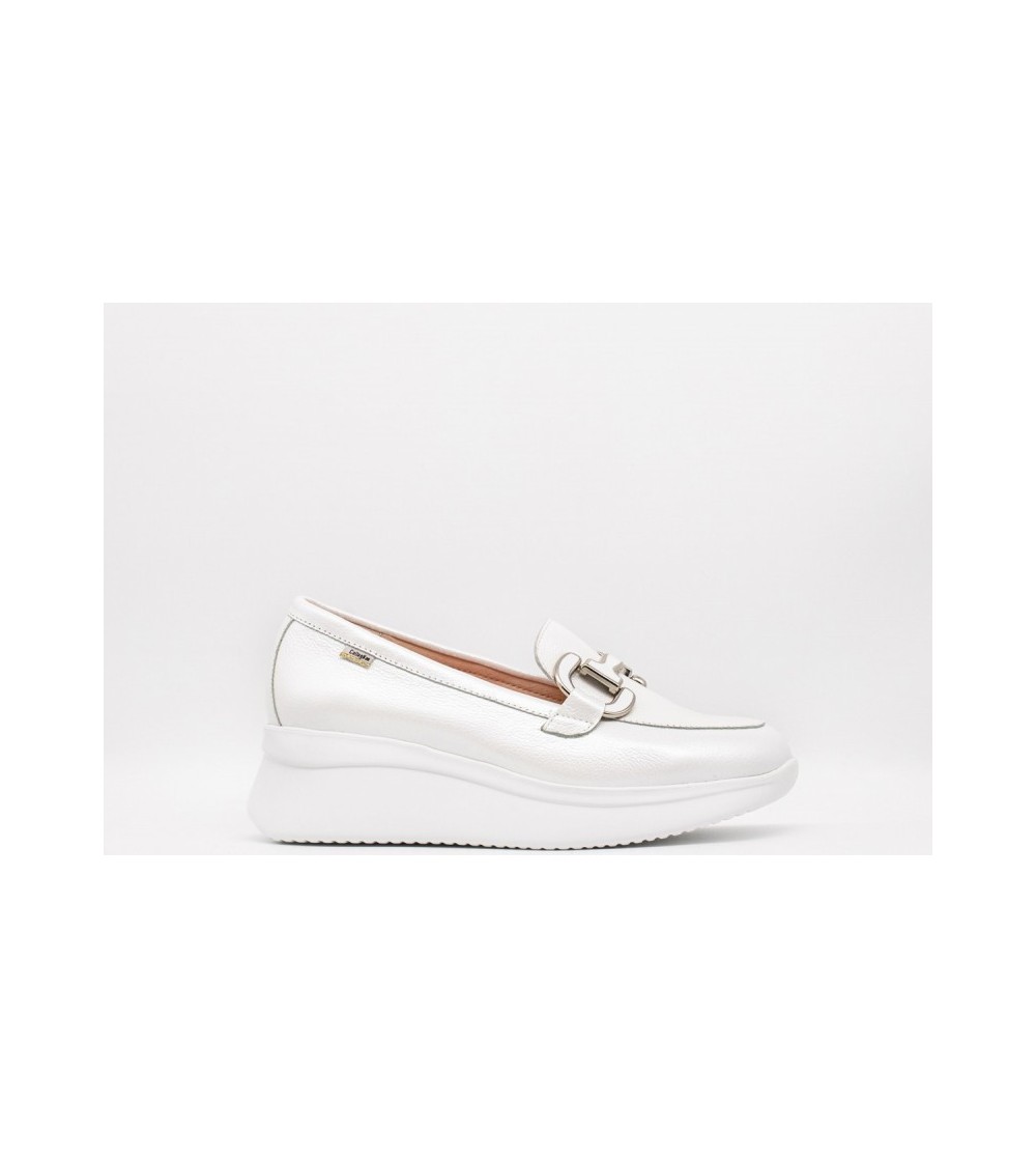 Callaghan HANNA Mocassino Laminato Zeppa Vaschetta Accessorio Morsetto Bianco