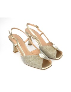 Elata Sandalo Cerimonia Farfalla Gioiello Tessuto Glitter Platino