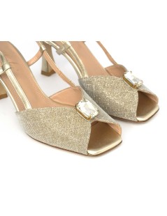 Elata Sandalo Cerimonia Farfalla Gioiello Tessuto Glitter Platino