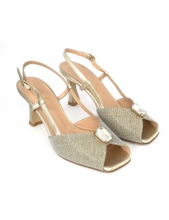 Elata Sandalo Cerimonia Farfalla Gioiello Tessuto Glitter Platino