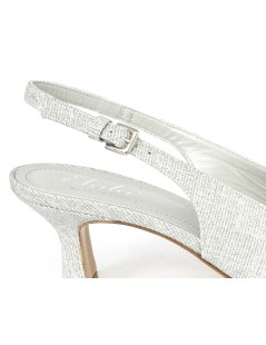 Elata Sandalo Cerimonia Classic Tacco Medio Tessuto Argento