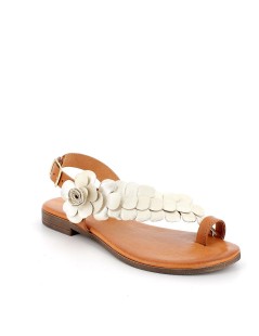 Igi & Co Sandalo Infradito Fascia Trasversale Fiori Laminati Cuoio