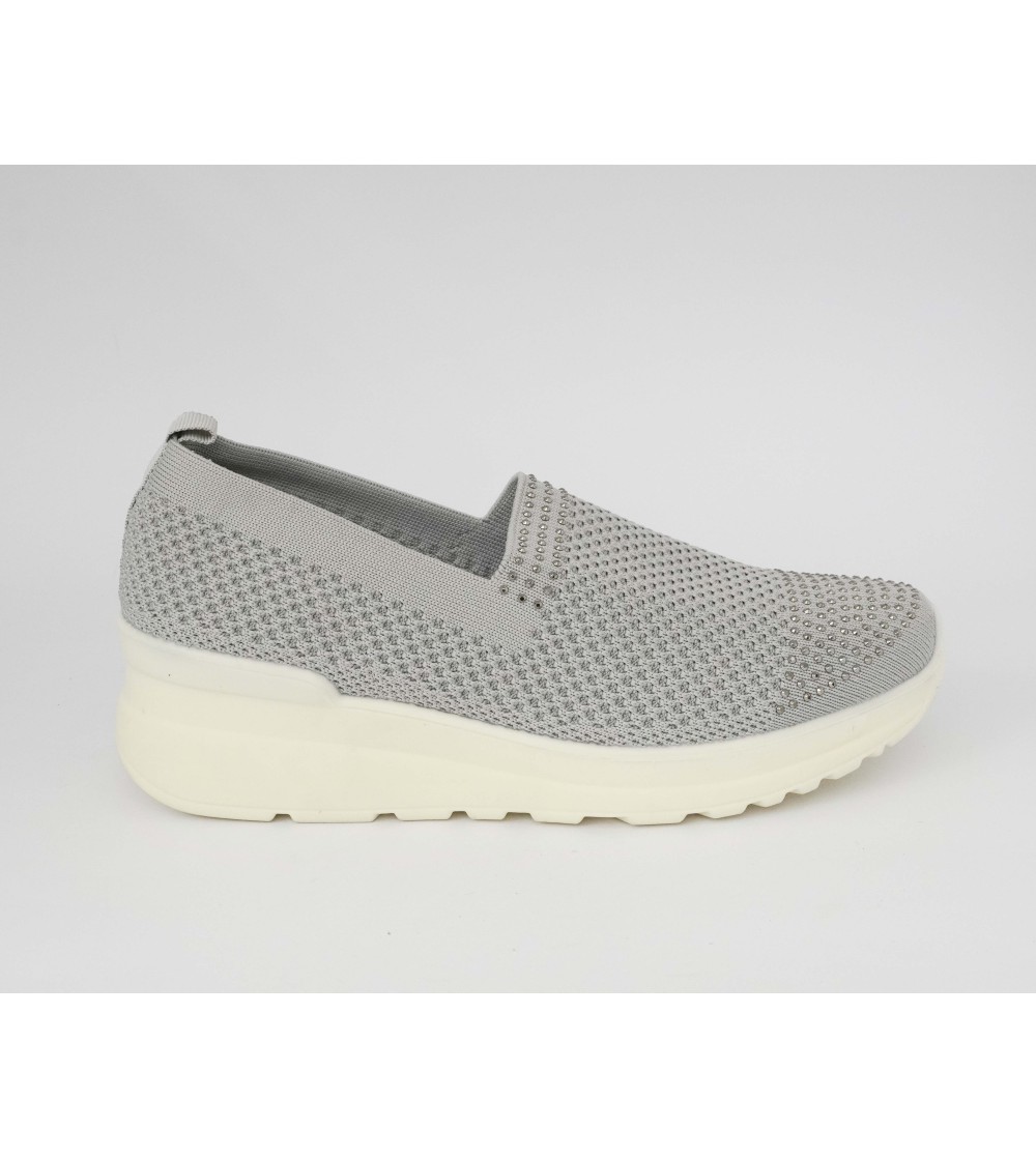 CO.mfort Slipon Zeppa Media Tessuto Memory Elastico Grigio