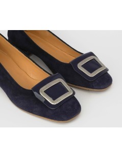 Cristian Daniel Ballerina Decollette Tacco Medio Nabuk Blu