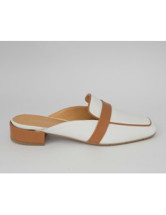 Cristian Daniel Sabot Mule Tacco Medio Vaschetta Bianco Cuoio