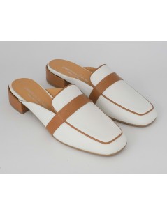 Cristian Daniel Sabot Mule Tacco Medio Vaschetta Bianco Cuoio