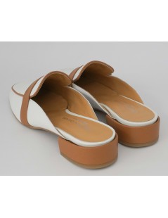 Cristian Daniel Sabot Mule Tacco Medio Vaschetta Bianco Cuoio