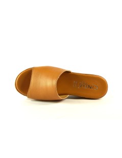 Cinzia Soft Ciabatta Zeppa Effetto Sughero Monofascia Cuoio