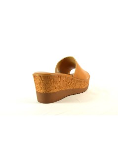 Cinzia Soft Ciabatta Zeppa Effetto Sughero Monofascia Cuoio