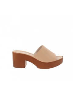 Cinzia Soft Ciabatta Fascia Zeppa Tacco Beige