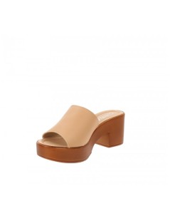 Cinzia Soft Ciabatta Fascia Zeppa Tacco Beige