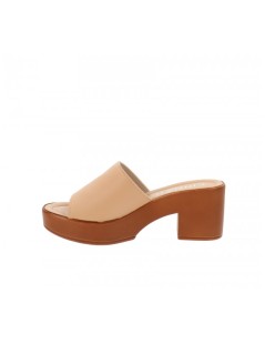 Cinzia Soft Ciabatta Fascia Zeppa Tacco Beige