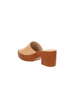 Cinzia Soft Ciabatta Fascia Zeppa Tacco Beige