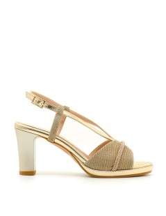 Cinzia Soft Sandalo Tacco Fasce Scollo V Fascia Notturno Strass Platino