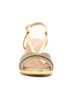Cinzia Soft Sandalo Tacco Fasce Scollo V Fascia Notturno Strass Platino