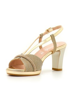 Cinzia Soft Sandalo Tacco Fasce Scollo V Fascia Notturno Strass Platino