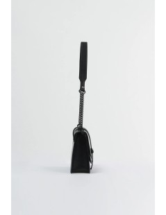 Cult Borsa Strass Tracolla Catena Pelle Patta Bottoni Nero