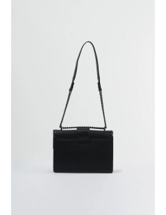 Cult Borsa Strass Tracolla Catena Pelle Patta Bottoni Nero