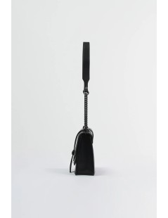 Cult Borsa Strass Tracolla Catena Pelle Patta Bottoni Nero