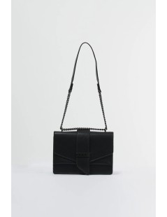 Cult Borsa Strass Tracolla Catena Pelle Patta Bottoni Nero