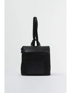 Cult Zaino Rete Pietre Patta Zip Tasca Zip Nero
