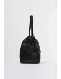 Cult Zaino Quadri Ricamati Manico Zip Borchie Nero