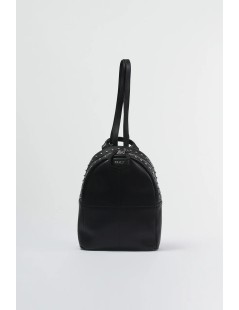 Cult Zaino Quadri Ricamati Manico Zip Borchie Nero