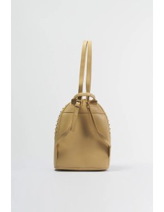 Cult Zaino Quadri Ricami Manico Zip Borchie Beige