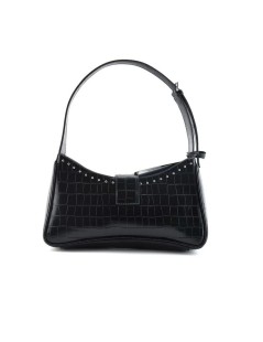 Cult Borsa a Spalla Cocco Fibbia Incastro Borchie Nero Cocco