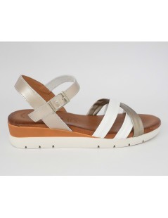 Raquel Perez Sandalo Zeppa Media Multifasce Laminato Bianco