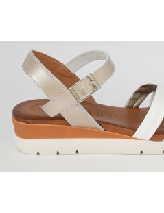 Raquel Perez Sandalo Zeppa Media Multifasce Laminato Bianco