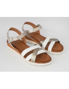 Raquel Perez Sandalo Zeppa Media Multifasce Laminato Bianco