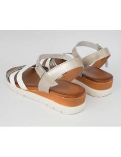 Raquel Perez Sandalo Zeppa Media Multifasce Laminato Bianco