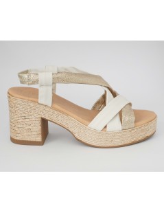 Raquel Perez Sandalo Tacco Plateau Incrocio Nappa Bianco Platino