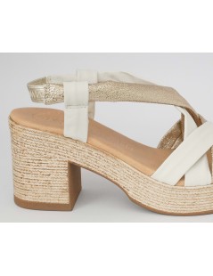 Raquel Perez Sandalo Tacco Plateau Incrocio Nappa Bianco Platino