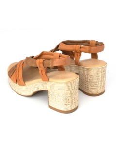 Raquel Perez Sandalo Tacco Plateau Incrocio Nappa Multi Cuoio