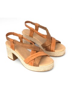 Raquel Perez Sandalo Tacco Plateau Incrocio Nappa Multi Cuoio