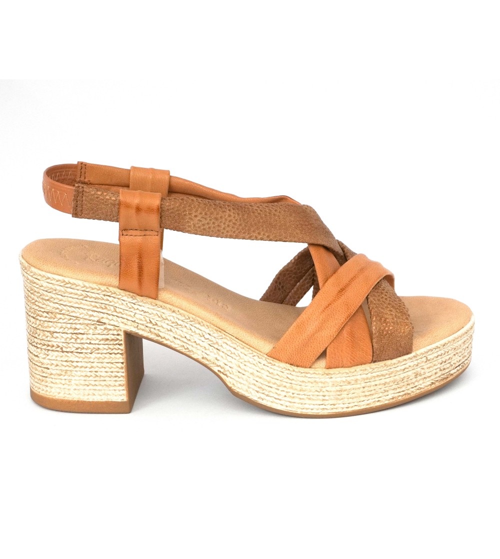 Raquel Perez Sandalo Tacco Plateau Incrocio Nappa Multi Cuoio