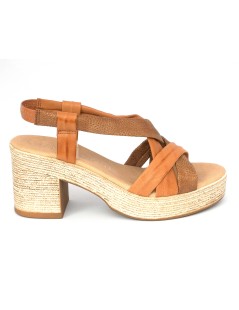 Raquel Perez Sandalo Tacco Plateau Incrocio Nappa Multi Cuoio