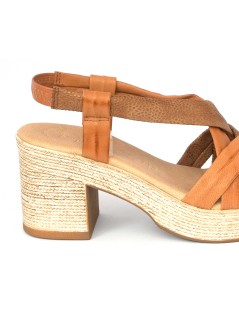 Raquel Perez Sandalo Tacco Plateau Incrocio Nappa Multi Cuoio