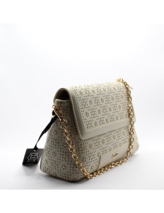 Cult Bags Trafori Borchie Spalla con Catena e Tracolla Crema