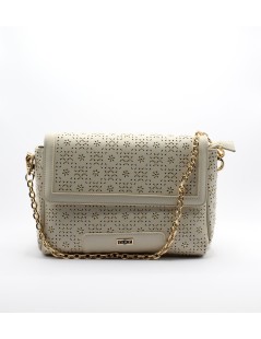Cult Bags Trafori Borchie Spalla con Catena e Tracolla Crema