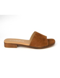 Cinzia Soft Ciabattina Tacco Basso Monofascia Camoscio Cuoio
