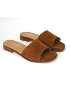 Cinzia Soft Ciabattina Tacco Basso Monofascia Camoscio Cuoio