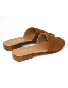 Cinzia Soft Ciabattina Tacco Basso Monofascia Camoscio Cuoio